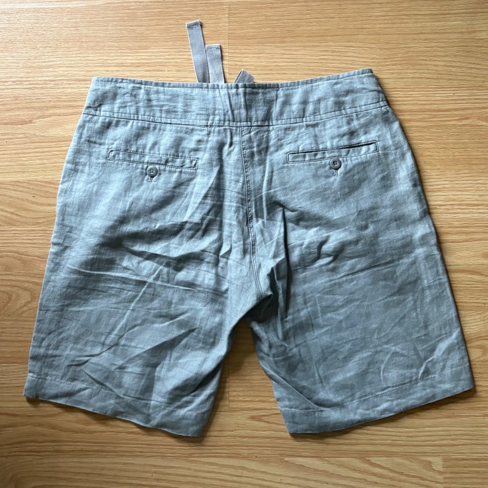 Womens 100% Linen Bermuda Shorts Drawstring Gray Minimalist Size 6 - Picture 7 of 7
